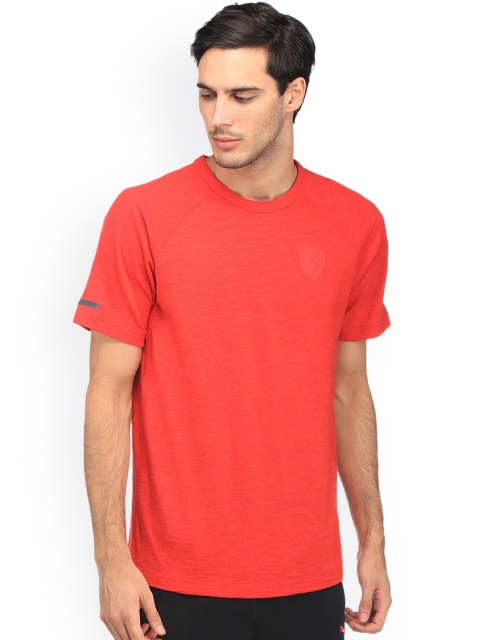 

Puma Ferrari Men Red Solid Ferrari Small Shield Round Neck T-shirt