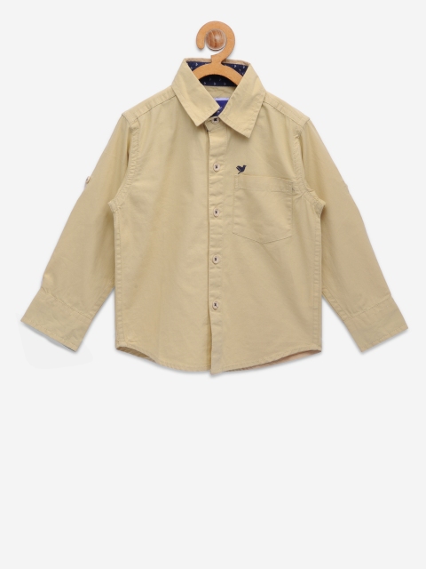 

612 league Boys Beige Regular Fit Solid Casual Shirt
