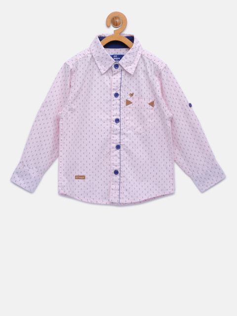 

612 league Boys Pink Regular Fit Printed Casual Shirt