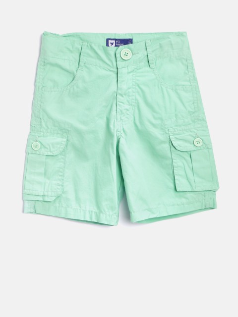 

612 league Boys Sea Green Solid Regular Fit Cargo Shorts
