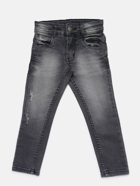 

612 league Boys Grey Mid-Rise Mildly Distressed Stretchable Jeans
