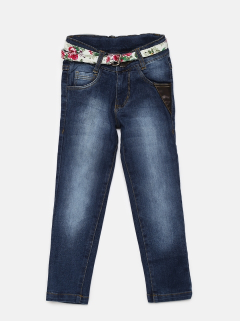 

612 league Girls Blue Mid-Rise Clean Look Stretchable Jeans