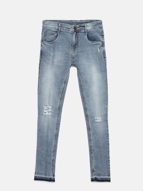 

612FEARLESS Girls Blue Mid-Rise Low Distress Stretchable Jeans