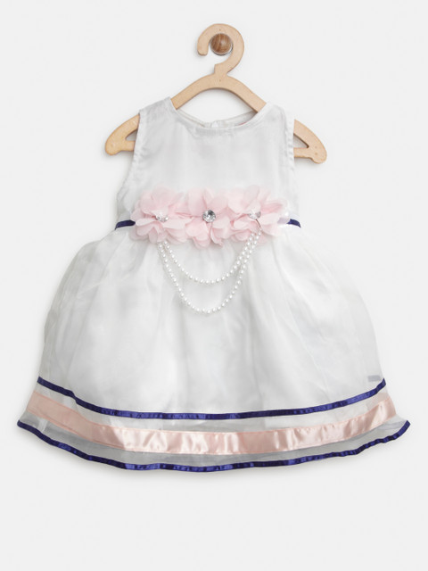 

Baby League Girls White Solid Fit & Flare Dress