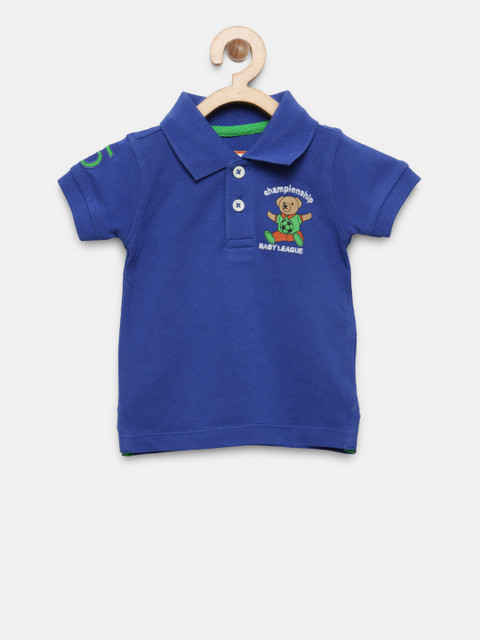 

Baby League Boys Blue Solid Polo T-shirt