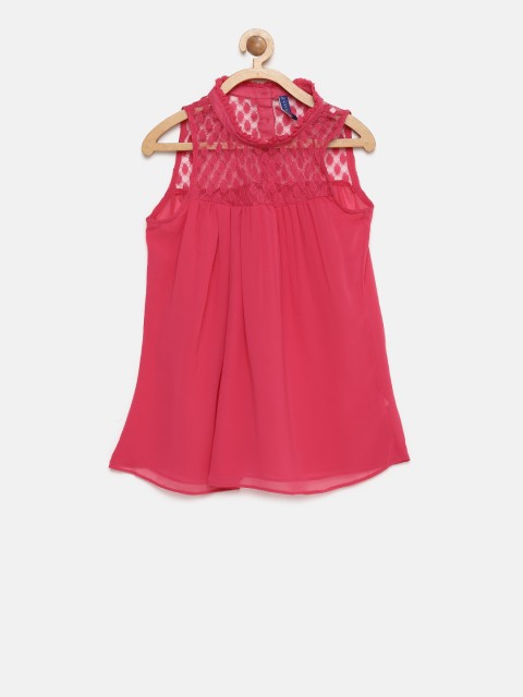

612FEARLESS Girls Pink Solid A-Line Top