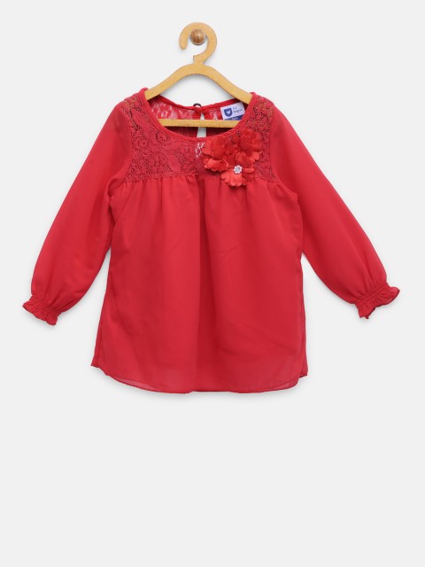 

612 league Girls Red Solid Top