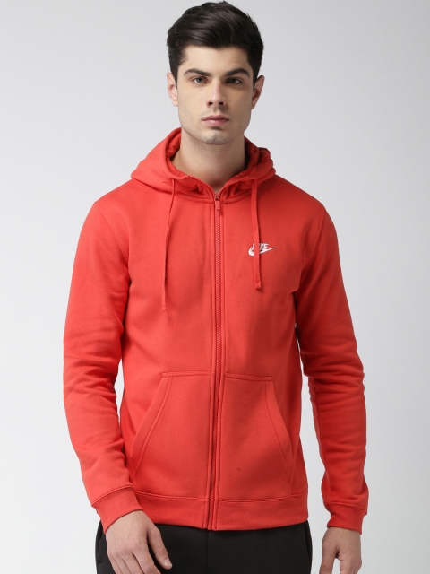 

Nike Men Red Solid Hooded Sweatshirt