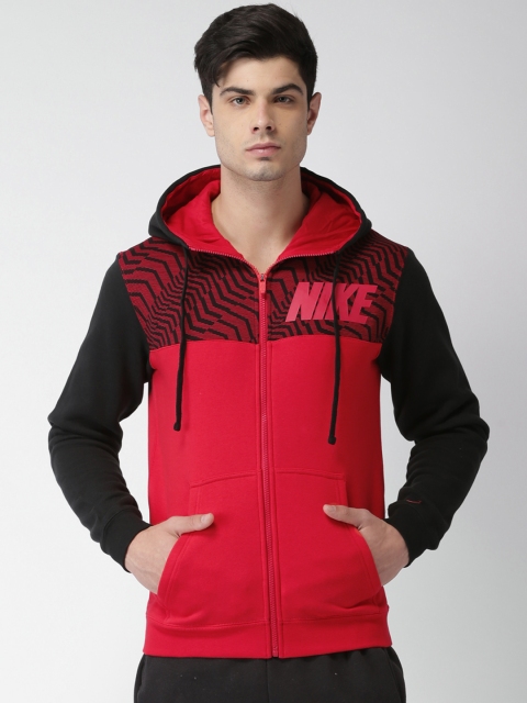 

Nike Men Red & Black Printed Hooded Sweatshirt