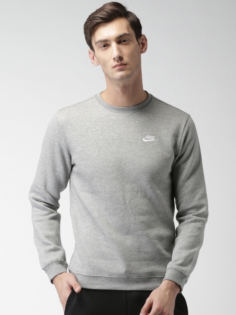 

Nike Men Grey Melange AS M NSW CRW FLC CLUB Solid Sweatshirt