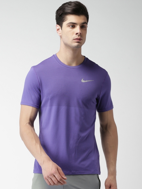 

Nike Men Purple AS M NK ZNL CL RELAY Self Design Round Neck T-shirt