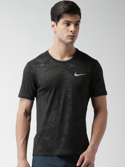 

Nike Men Black Printed Round Neck AS M NK T-shirt