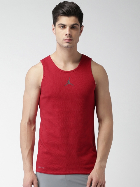 

Nike Jordan NBA Rise Men Red Solid RISE DRI-FIT Basketball Tank T-shirt