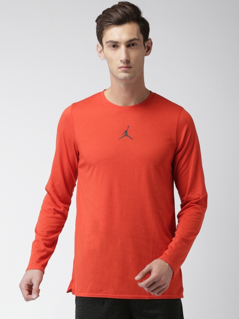 

Nike Men Rust Orange Solid Round Neck NBA JORDAN 23 Alpha Training T-shirt