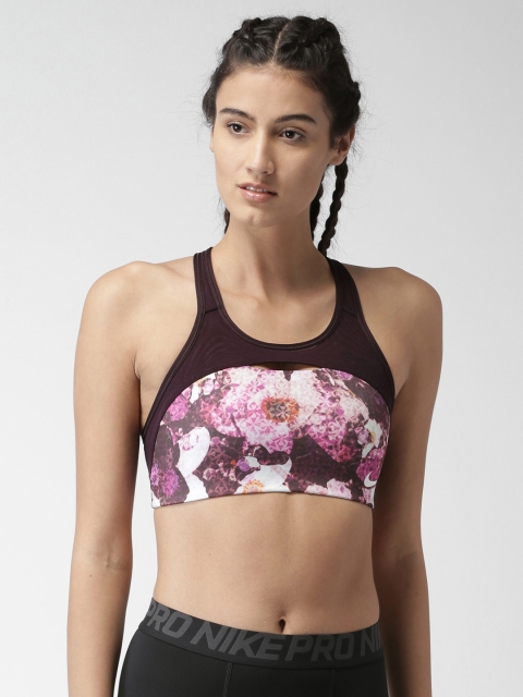 

Nike Burgundy AS W NP BRA SWSH Printed Non-Wired Lightly Padded Sports Bra