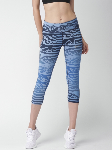 

Nike Women Blue Printed AS W NK PWR ESSNTL Capris