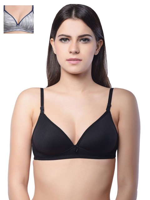 

Lady Lyka Pack of 2 Medium-Coverage Printed T-shirt Bras EXTACY-1, Grey