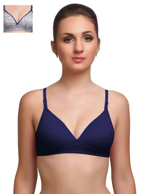 

Lady Lyka Pack of 2 Medium-Coverage Printed T-shirt Bras EXTACY-1, Grey
