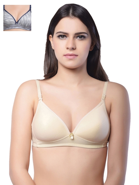 

Lady Lyka Pack of 2 Medium-Coverage Printed T-shirt Bras EXTACY-1, Grey