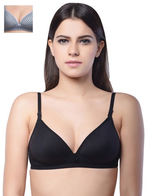 

Lady Lyka Pack of 2 Medium-Coverage Printed T-shirt Bras EXTACY-1, Grey