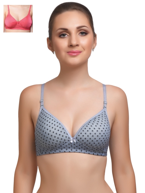 

Lady Lyka Pack of 2 Lightly Padded T-shirt Bras EXTACY-2-MISTIQUE-PLM, Grey