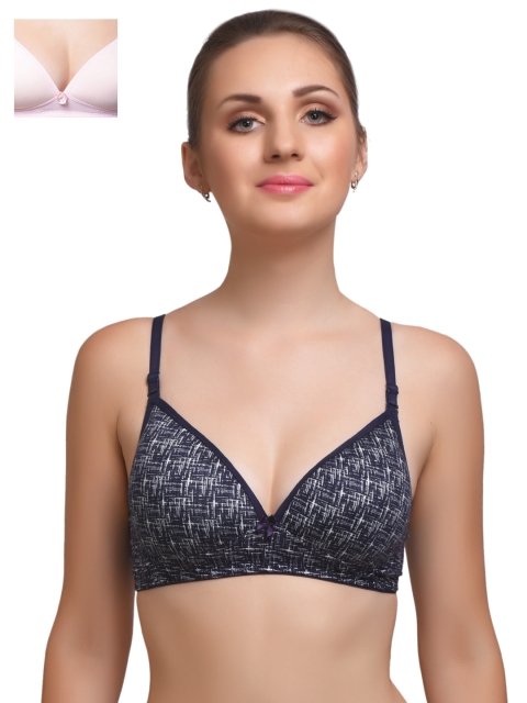 

Lady Lyka Pack of 2 Lightly Padded T-shirt Bras EXTACY-3-BREEZE-PNK, Black