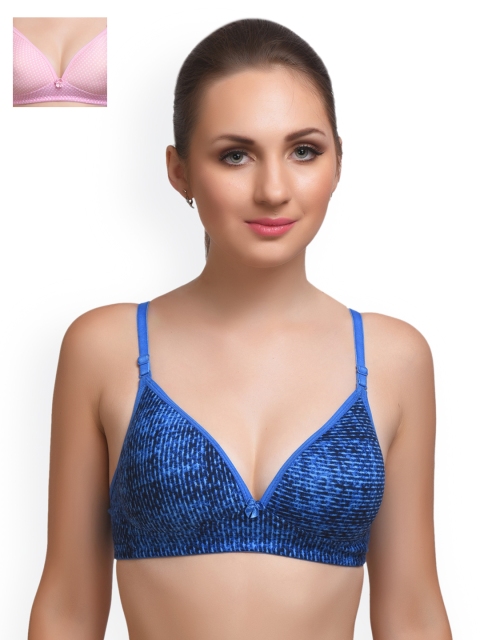 

Lady Lyka Pack of 2 Printed T-shirt Bras, Blue