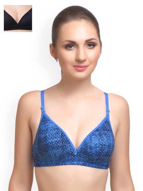 

Lady Lyka Pack of 2 Printed T-shirt Bras, Blue