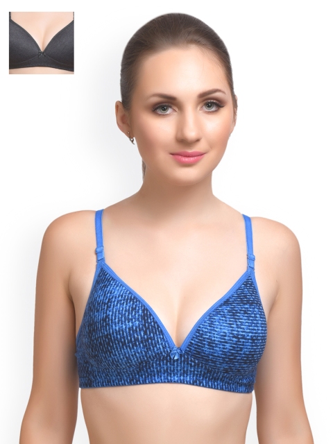 

Lady Lyka Pack of 2 Printed T-shirt Bras, Blue
