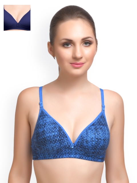 

Lady Lyka Pack of 2 Printed T-shirt Bras, Blue