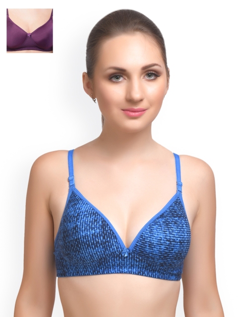 

Lady Lyka Pack of 2 Printed T-shirt Bras EXTACY-4, Blue