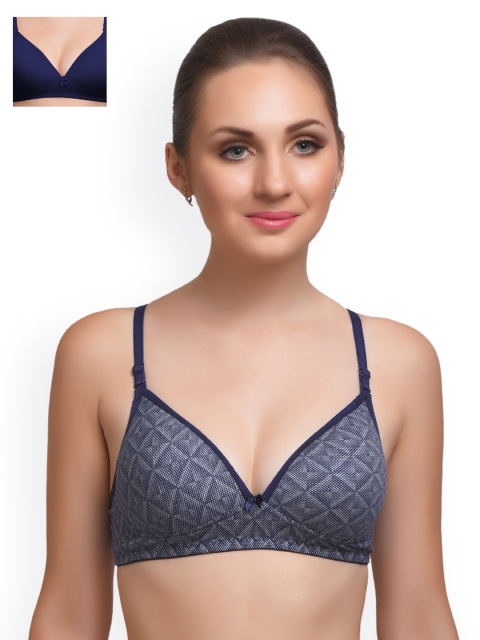 

Lady Lyka Pack of 2 Medium-Coverage T-shirt Bras EXTACY-5, Navy blue
