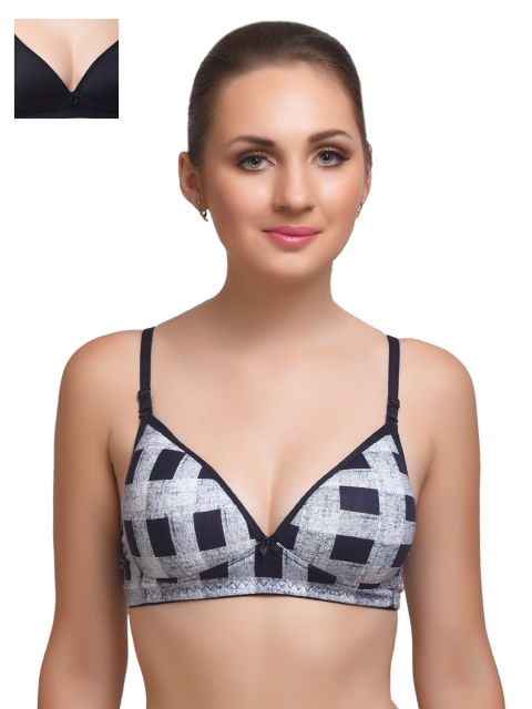 

Lady Lyka Pack of 2 Lightly Padded T-shirt Bras EXTACY-6-BREEZE-BLK, Blue