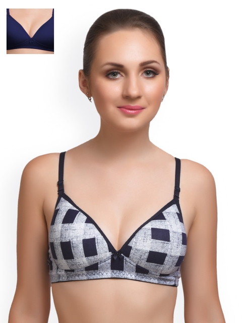 

Lady Lyka Pack of 2 Lightly Padded T-shirt Bras EXTACY-6-BREEZE-NAVY, Blue