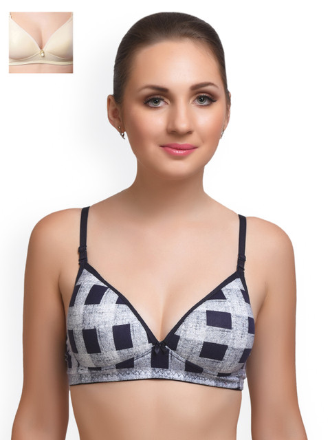 

Lady Lyka Pack of 2 Lightly Padded T-shirt Bras EXTACY-6-BREEZE-SKN, Blue