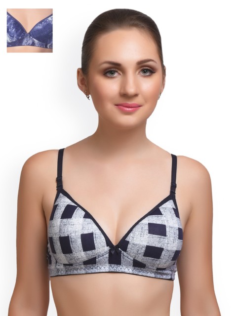 

Lady Lyka Pack of 2 Lightly Padded T-shirt Bras EXTACY-6-DENIM-3-BLU, Blue