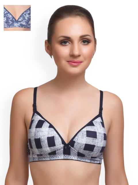 

Lady Lyka Pack of 2 Lightly Padded T-shirt Bras EXTACY-6-DENIM-5-BLU, Blue