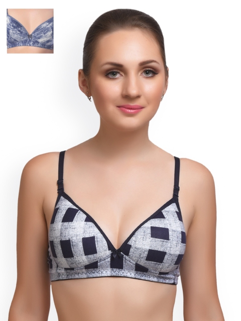 

Lady Lyka Pack of 2 Lightly Padded T-shirt Bras EXTACY-6-DENIM-6-GRY, Blue