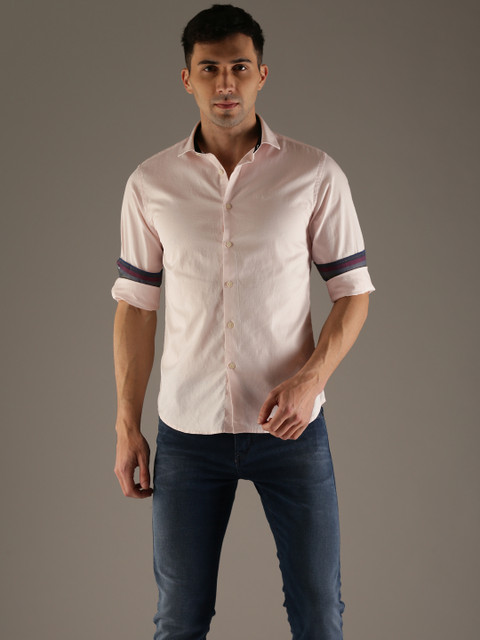 

Flying Machine Men Pink Slim Fit Self Design Casual Shirt