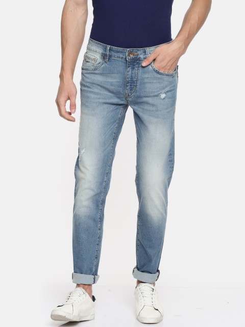 

Flying Machine Men Blue Slim Fit Mid-Rise Low Distress Stretchable Jeans