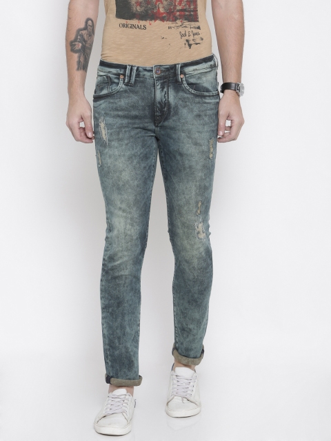 

Flying Machine Men Blue Michael Slim Tapered Fit Mildly Distressed Stretchable Jeans