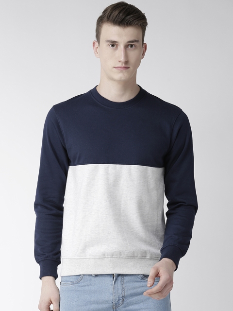 

Flying Machine Men Navy Blue & Grey Melange Colourblocked Sweatshirt