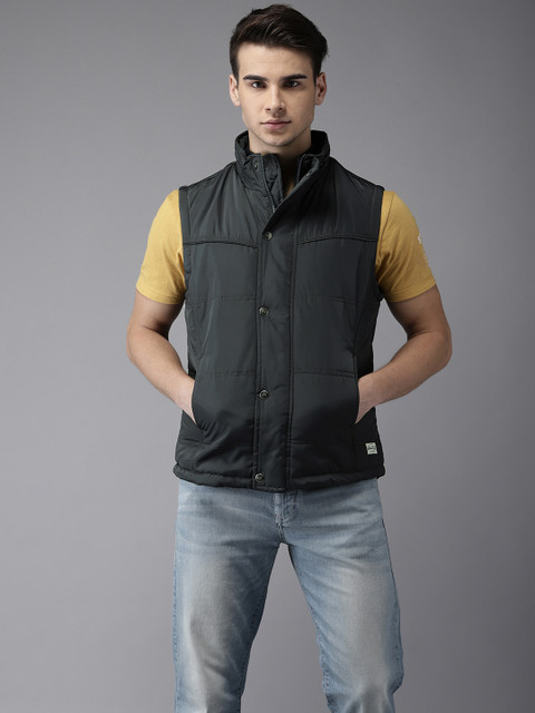 

Flying Machine Men Navy Solid Puffer Jacket, Navy blue