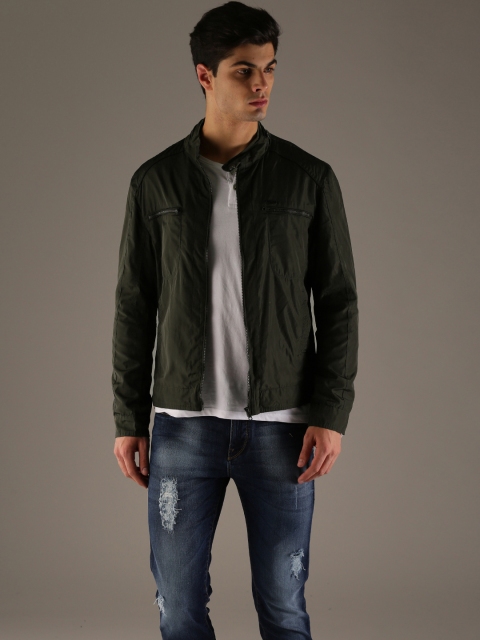 

Flying Machine Men Olive Green Solid Tailored Jacket