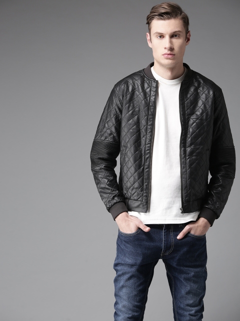 

Flying Machine Men Black Solid Bomber Jacket