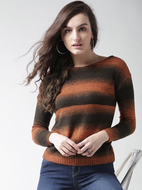 

Species Women Orange & Brown Striped Sweater