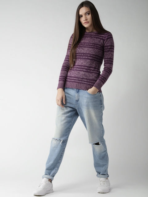 

Species Women Purple Striped Shimmer Sweater