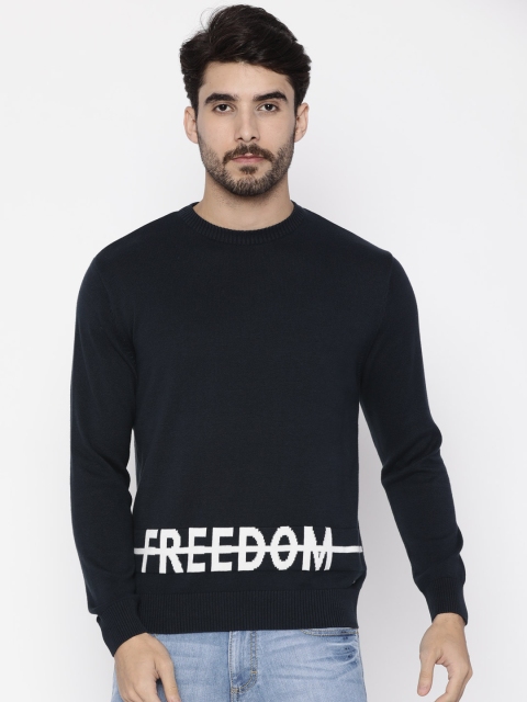 

Wrangler Men Navy Blue Solid Pullover