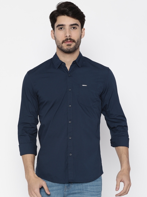 

Wrangler Men Navy Slim Fit Solid Casual Shirt, Navy blue