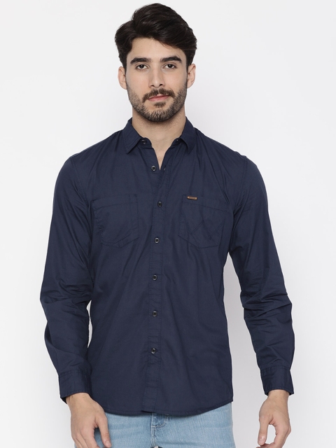 

Wrangler Men Navy Regular Fit Solid Casual Shirt, Navy blue
